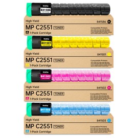 MP C2551 MPC2551 Toner Cartridge Replacement for Ricoh MPC2551 841586 841503 841502 841501 Toner Cartridge Work with Aficio MPC2051 MPC2551 MPC2550 MPC2050 Printers, 4 Pack MP C2551 Toner Cartridges