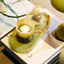 GarnCeilo Natural Marble Decorative Tray, 9.8”x4.4”, Green
