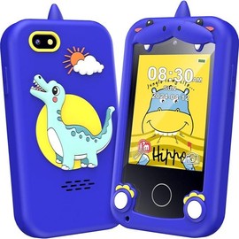 LUOBA Kids Smart Touchscreen Learning Phone, Toys for Boys and Girls 3-12 Years, with Camera, Games, Music and 8GB Memory Card travel  smart phone toy - Color: Navy Blue