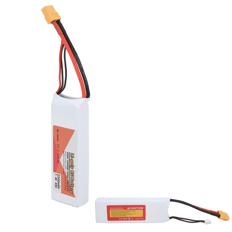 7.4V 2200mAh 2S 45C Lipo Battery Pack with XT60 Plug