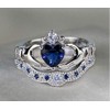 Finemall Women Fashion Jewelry 925 Sterling Silver Blue Sapphire Claddagh