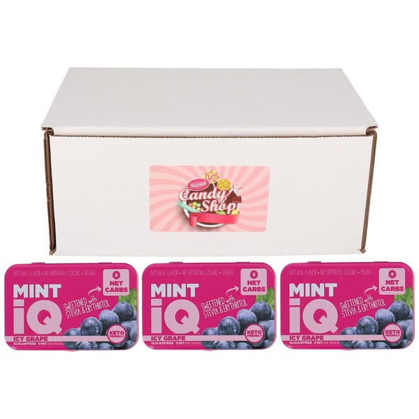 Mint IQ - Mentas sin azúcar, paquete variado Keto de 3 sabores (menta, cítricos, uva) (uva helada, paquete de 3)