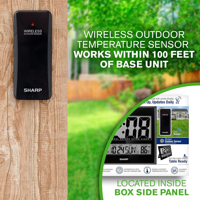 Sharp Atomic Clock – Never Needs Setting, Jumbo 3” Easy-Read