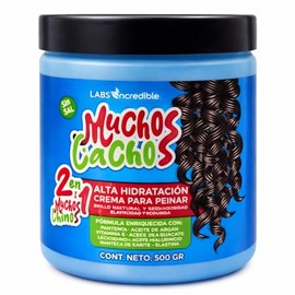 Crema para Peinar Rizos Muchos Cachos Labs Incredible, Alta Hidratación, Brillo Natural, Suavidad y Sedosidad Sin Sal 500 gr