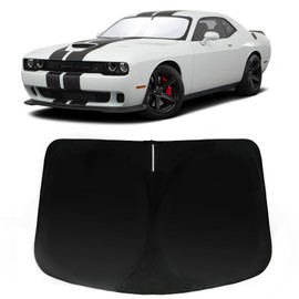 PAIMOHO Windshield Sun Shade for Dodge Challenger 2015-2023, Car Front Window Sunshade with 240T Sun Visor Protector Blocks UV Rays Heat Sun Shield Accessories