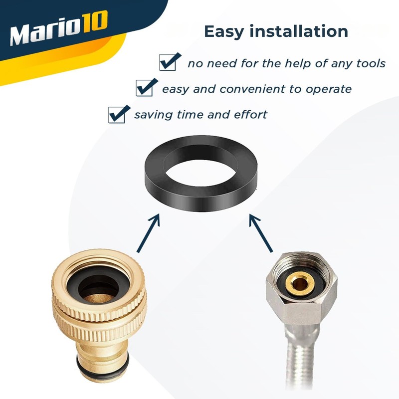 Mario10 24-Piece Rubber Hose Washer Set – 1/2", 3/4", and