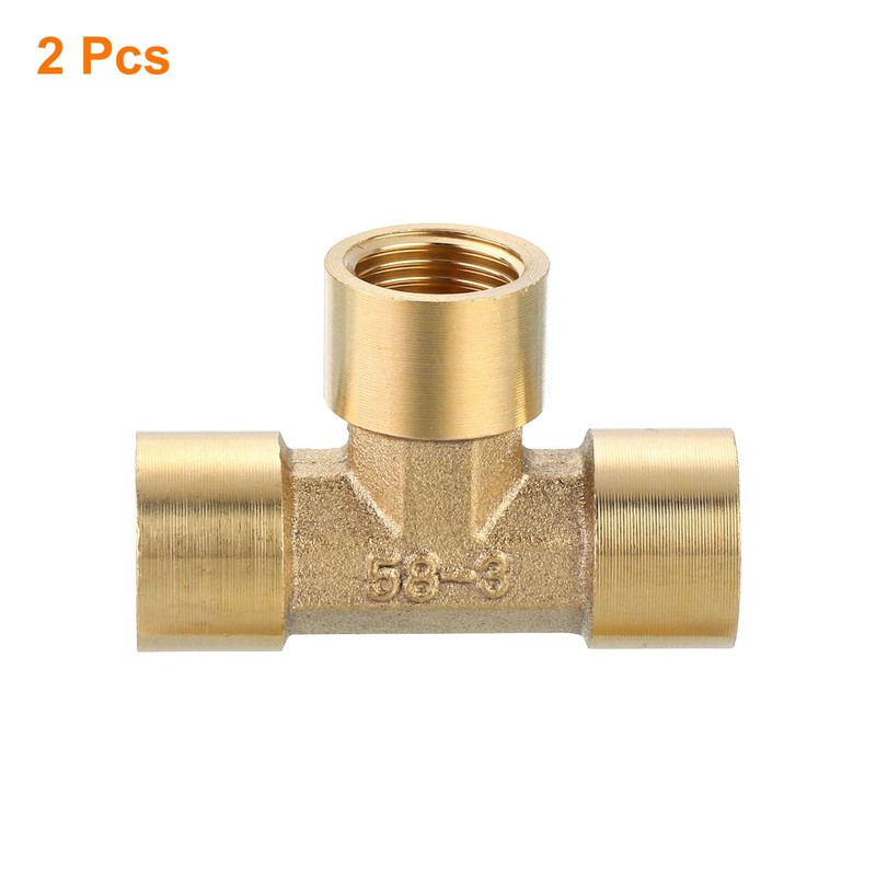 QUARKZMAN Brass Tee Pipe Fitting, 1/4" x 1/4" x 1/4"