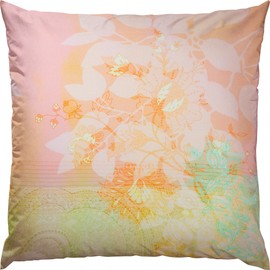 Erwin Müller Mako Satin Cushion Cover Reversible Flowers Colourful Size 80 x 80 cm with Digital Print Silky Soft Quality Temperature Regulating with Zip