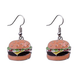 Hamburger Earrings Food Earrings for Women Cute Pizza Hot Dog Cola Bottle Dangle Earrings Cheeseburger Earrings Kawaii Burger Earrings Jewelry Gifts(Hamburger)