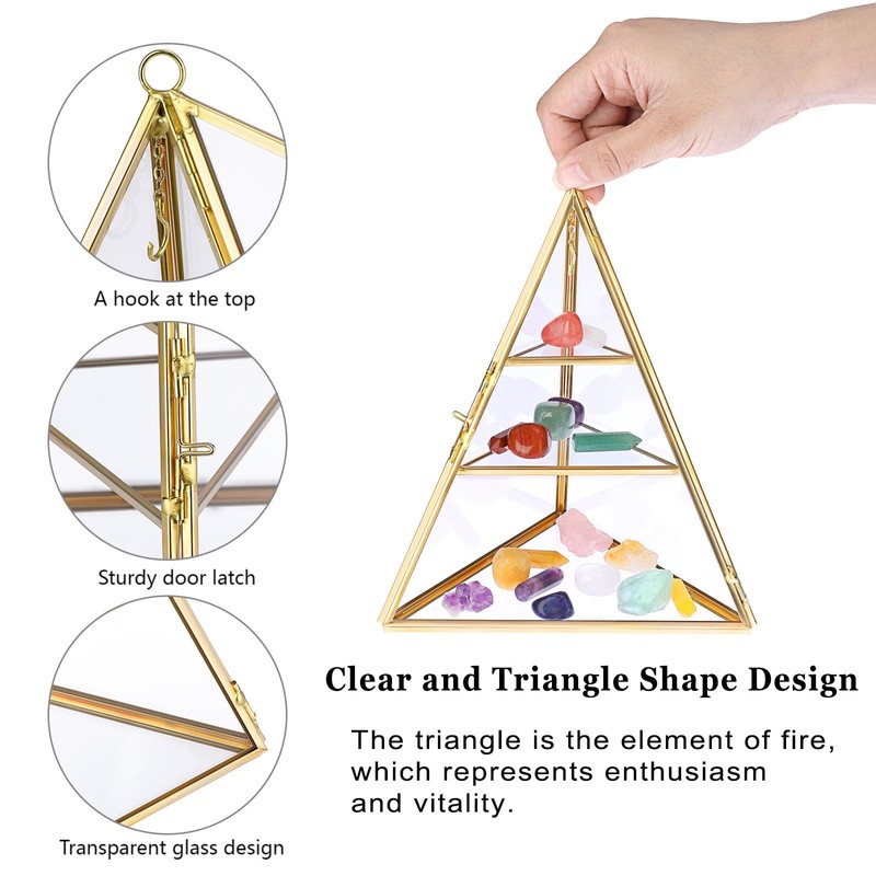 ELLDOO 3 Tier Glass Display Case for Collectibles, Triangular Crystal