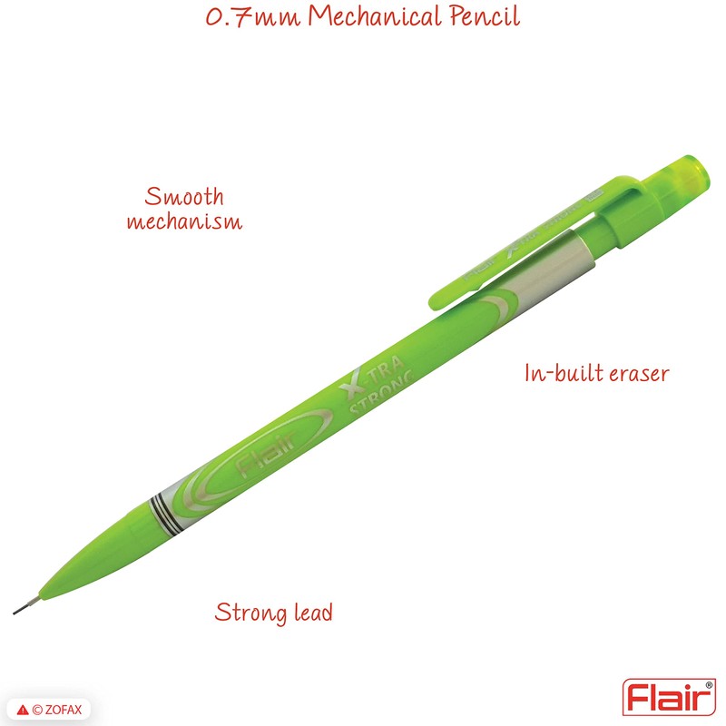 0.7mm FLAIR X-Tra Strong 2B Mechanical Pencils Rubber Tipped (GREEN