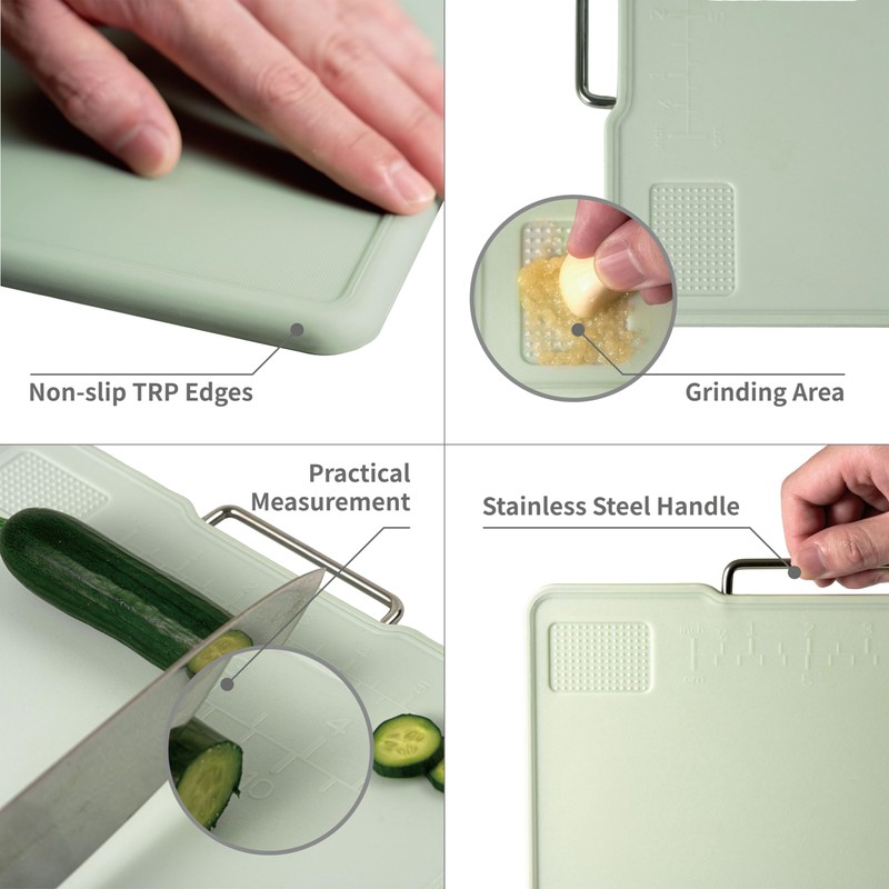 KOFRAND Plastic Cutting Boards with Grinding Area and Measurement, Cutting