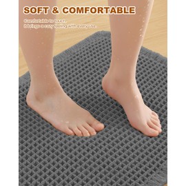 Homaxy Waffle Bath Mat Non Slip Boho Bathroom Mat - 40x60 cm, Dark Grey