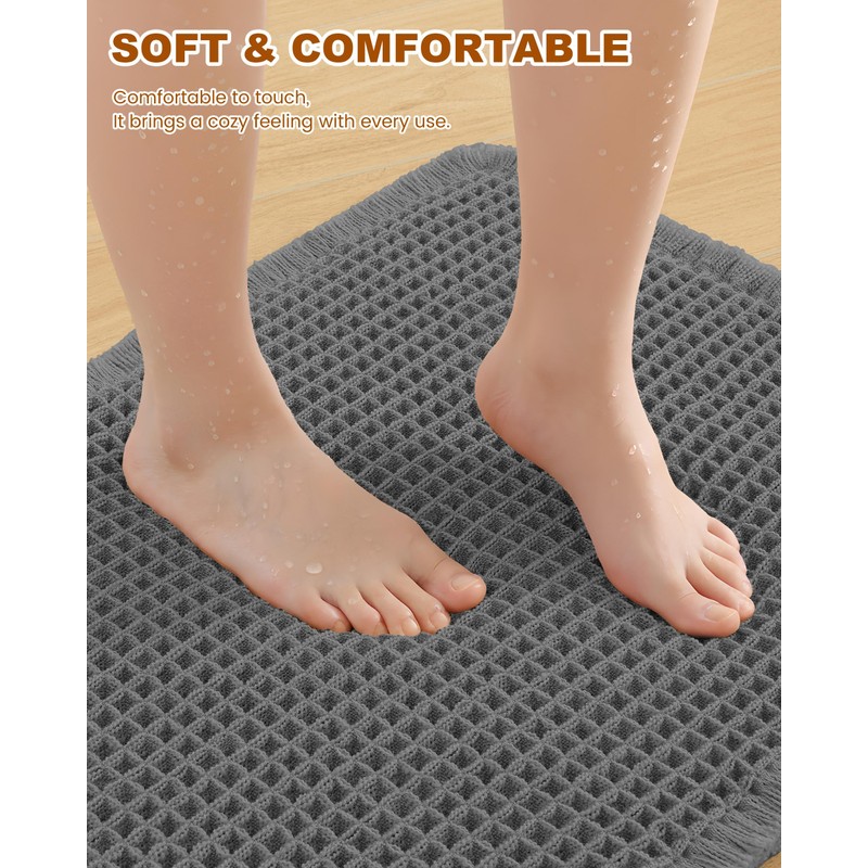 Homaxy Waffle Bath Mat Non Slip Boho Bathroom Mat -