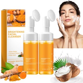 2PCS Leche Limpiadora Facial De Cúrcuma (100ML/Botella) Es Adecuado Para Todo Tipo De Piel, Limpiador Facial Espumoso Iluminador Que Puede Limpiar e Hidratar Profundamente