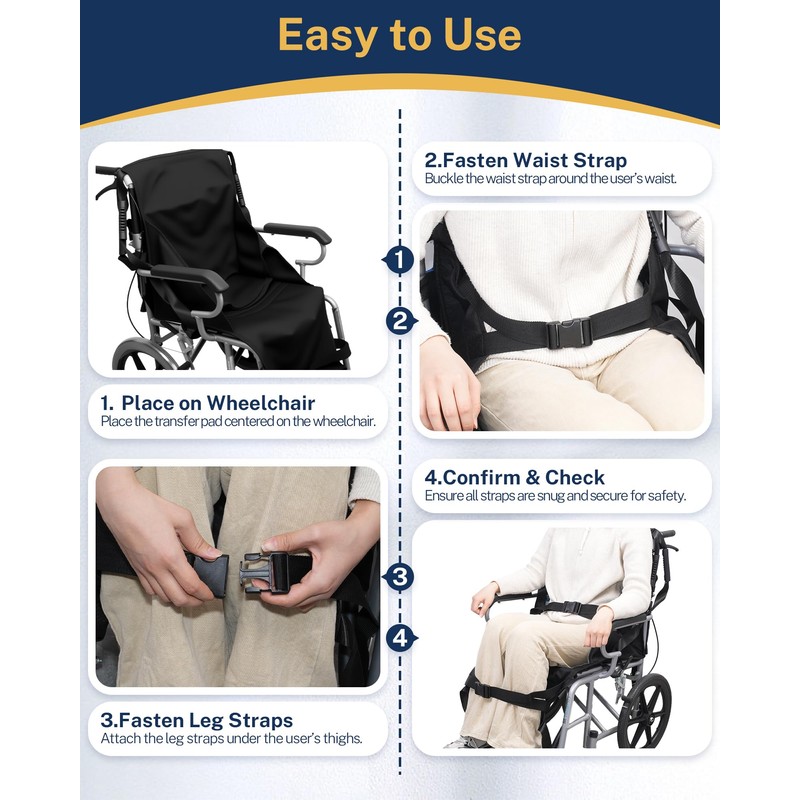 Wheelchair Transfer Sling, Patient Lift Sling with Handles, Portable Mobility