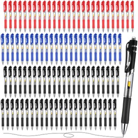 200 Pieces Retractable Ballpoint Pen Bulk Medium Point Pens Rolling Ball Refillable Pens 0.5mm Refillable Ink Pens Ballpoint Bold Pens Office School (Blue, Red, Black)