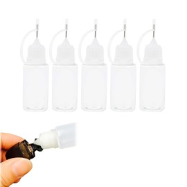 Quilling Glue Needle Tip Glue Bottle 5 PCS 10 ml Bottles Precision Tip Applicator Bottles, Liquid Dropper Filling Glue Shaker for DIY Quilling Craft, Oiler Bottle, Small Gluing Projects