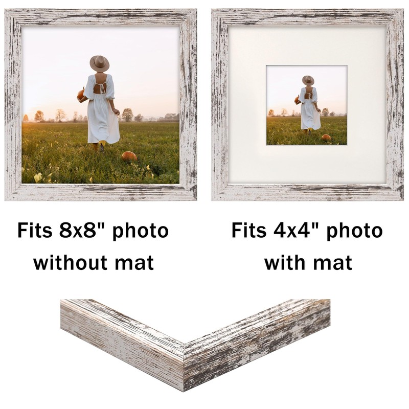 NDUFOA 8x8 Picture Frame, Display Photos 4x4 with Mat or