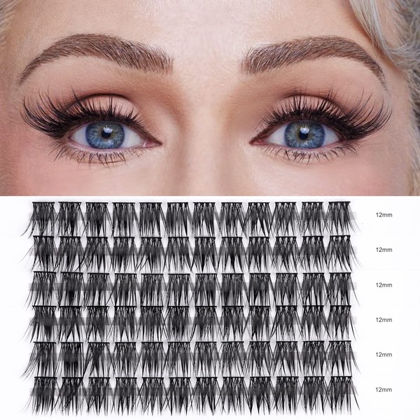 LANKIZ Lash Clusters,72pcs DIY Lash Extensions,12mm Individual Lashes Superfine Band,