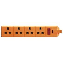 Permaplug by Masterplug ELS134O-01 Four Socket Trailing Socket with Power Indicator, without Plug and Cable, 13 Amp, Orange