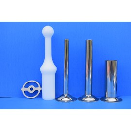 Sausage making KIT for many Waring Pro, Rival, Deni meat grinders. 3 stainless tubes, stuffing disc and new SOLID food pusher. Disc is 2 1/8" diameter. PLEASE CHECK YOUR SIZE