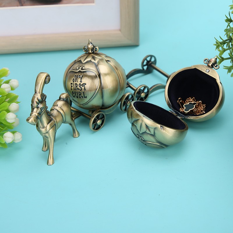 Tooth Collection Box Metal Pumpkin Carriage Shape Exquisite Vintage Craft