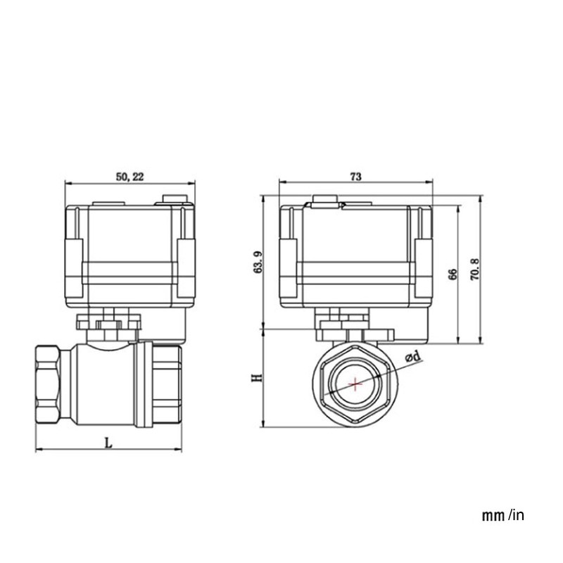 Motorized Ball Valve Brass Straight Pipe Pressure Device with Switch