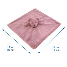 Doindute Baby Dark Pink Teddy Bear Soft Stuffed Animal Security Blanket, Plush Bear Character Lovey Blanket, Baby Shower/Nursery Gift, Newborn Infant Toddler Snuggle Blankie for Girls Boys, 14 Inches