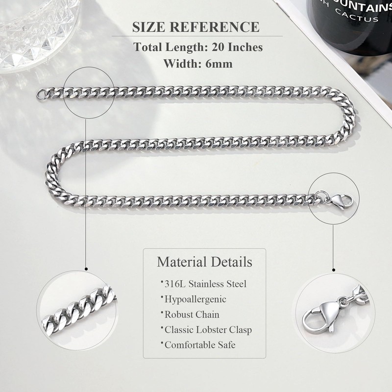PINKDODO Gifts for Men Cuban Link Chain Necklace Anniversary Mens