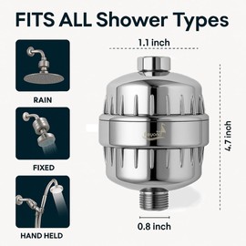 30 Stage Shower Filter Shower Head Filter High Output Softener Reduces Dry Skin Chlorine Odors Chrome