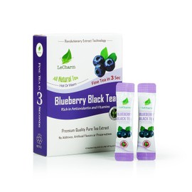 Blueberry Black Instant Tea on the Go LeCharm 100% Natural Tea Extract, Unsweetened Drink Instant Crystallized Tea Powder for Pure Water, Iced Tea and Hot Tea(10 Sachets)