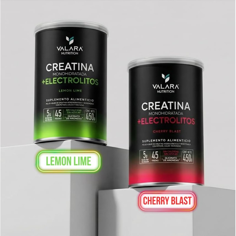 VALARA Creatina Monohidratada Adicionado Con Electrolitos En Polvo Limón