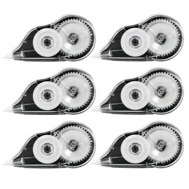 Pack of 6 Correction Rollers, 12 m x 5 mm Correction Tape Correction Mouse with Protective Cap Correction Roller Mini for Students Office Home School Supplies Christmas Gifts (Black)