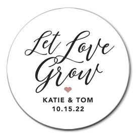 Let Love Grow Stickers for Succulent Wedding Favors, Botanical Theme, Seed Favor Stickers, F22:43