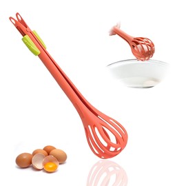 Multifunctional whisk, 2025 new 2-in-1 silicone egg beater and food holder for cooking eggs, pasta, bread, innovative kitchen cooking gadgets for grasping and stirring food Orange