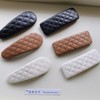 Small PU Leather Korean Milk Tea Color Mini Hair Claw Clip Free Size/Waterdrop-Coffee 20ea