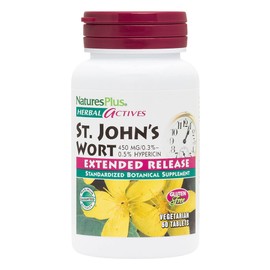 NaturesPlus Herbal Actives St John's Wort, Extended Release - 450 mg, 60 Vegan Tablets - Vegetarian, Gluten-Free - 60 Servings