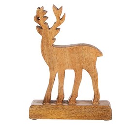Sass & Belle Natural Wood Standing Deer Decoration