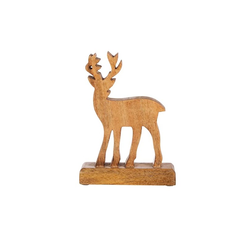 Sass & Belle Natural Wood Standing Deer Decoration