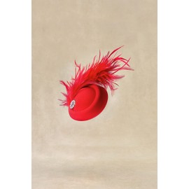 BABEYOND Fascinator Hat for Women Tea Party Kentucky Derby Fascinator Hat Pillbox Hat Peacock Feather Fascinator (Red)