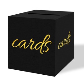 sunepany Black Card Box Graduation Card Box Wedding Card Box for Party Baby Shower Funeral Birthday Anniversary Gold Card Box Retirement Card Box Raffle Ticket Box Wedding Envelope Box