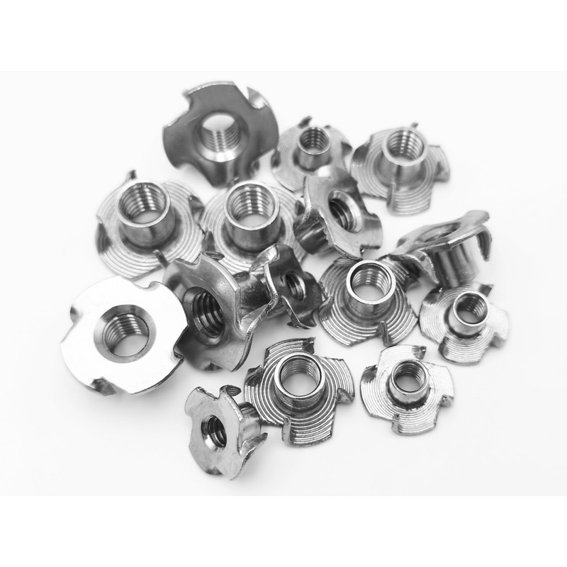 IEUYO Stainless Steel T-Nut, 1/4" 5/16" 3/8" 4-Prong Heavy Duty