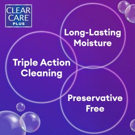 CLEAR CARE PLUS Cleaning & Disinfecting Contact Lens Solution (12 oz, Pack of 1), HydraGlyde Moisture Matrix, For Soft & RGP Lenses, Preservative-Free, Included Lens Case, Deep Cleaning Action