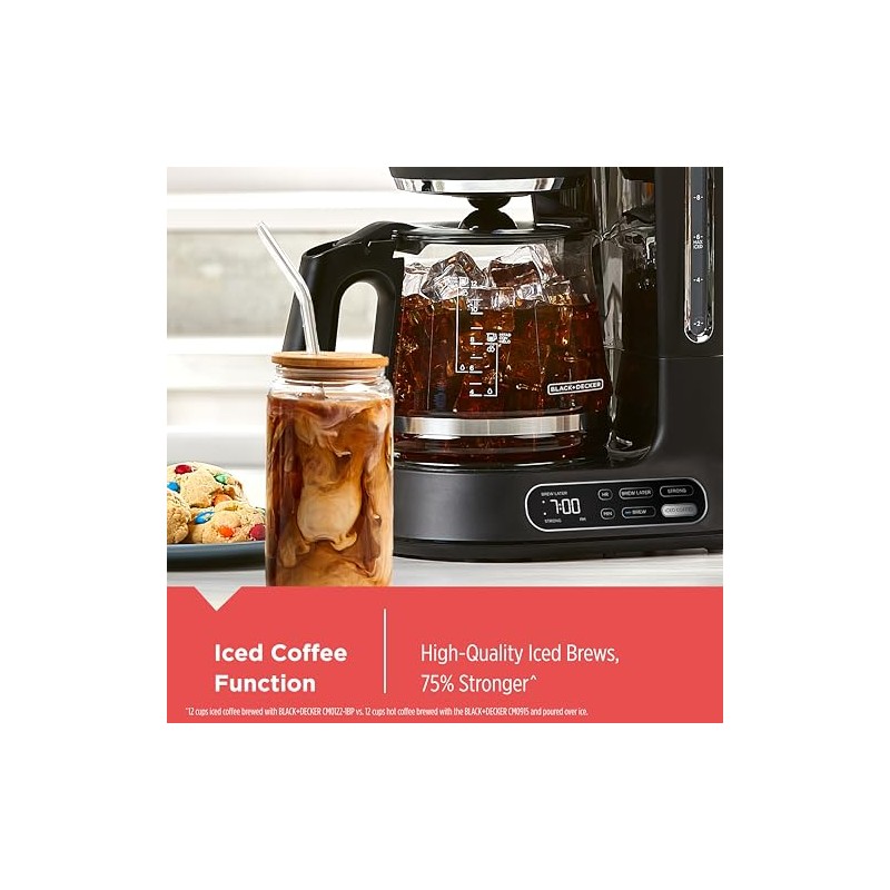 BLACK+DECKER Split Brew 12-Cup Digital Coffee Maker, CM0122, Iced or