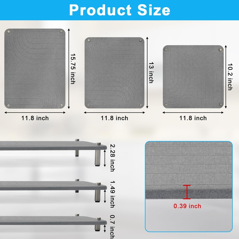 3Pcs Nesting Stone Drying Mat for Kitchen Counter, Quick Drying
