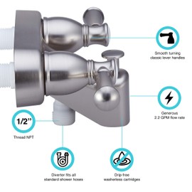 Dura Faucet DF-SA110L-SN RV Tub & Shower Faucet Valve Diverter with Hot/Cold Handles (Brushed Satin Nickel)