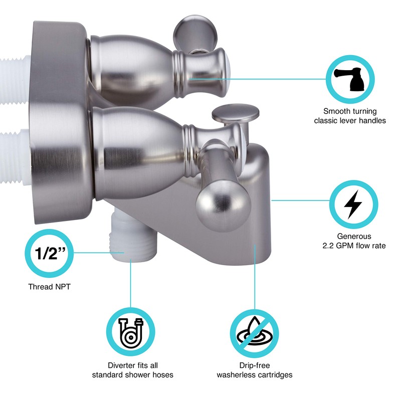 Dura Faucet DF-SA110L-SN RV Tub & Shower Faucet Valve Diverter