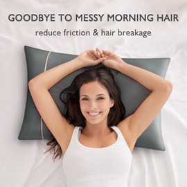 Fittia Satin-Pillowcase King Size, Silk Satin Pillow Cases 2 Pack for Hair and Skin, Smooth and Soft with Envelope Closure, Dark Grey, 20x36''