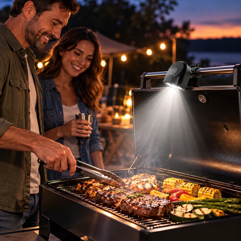 Portable LED BBQ Grill Light – Handle-Mount Clip-On Flashlight for
